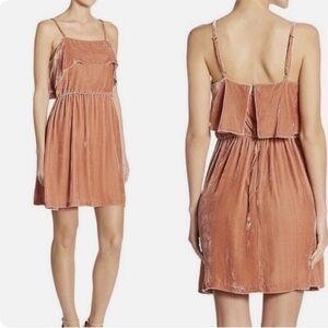 NWT Alice + Olivia Alexis Ruffle Top Rose Tan Velvet Mini Dress Silk Blend Sz 6